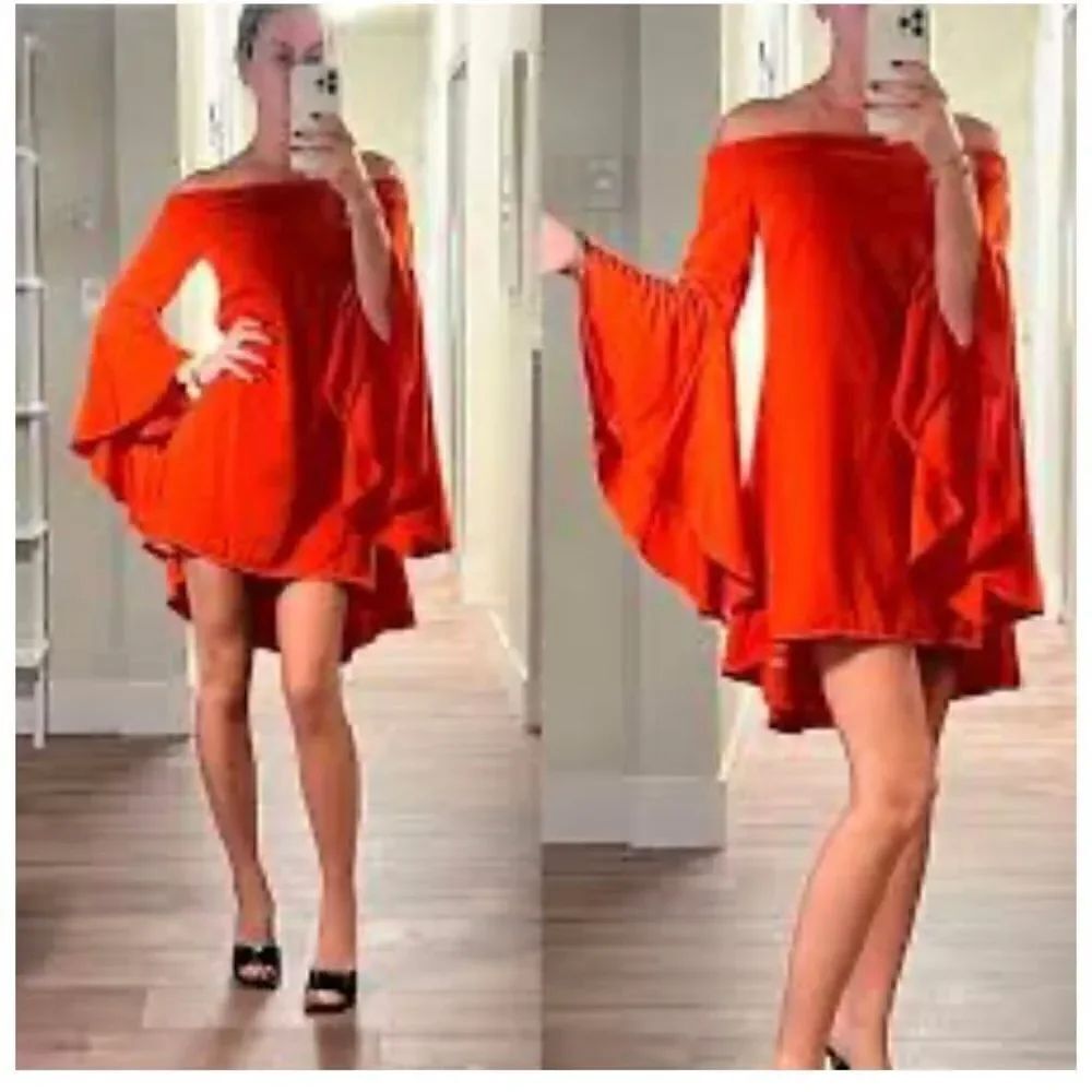 Runaway The Label Lily Off Shoulder Orange Cocktail